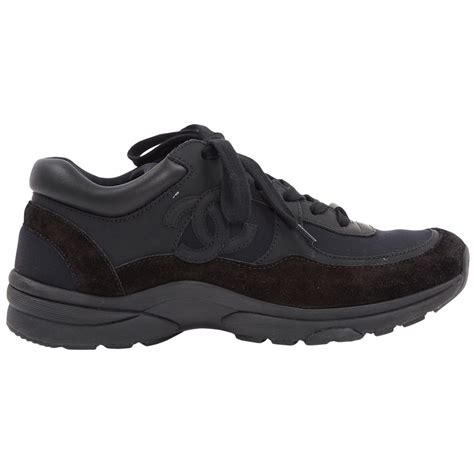 chanel black transparent sneaker|Chanel Low Top Trainer CC Triple Black Suede .